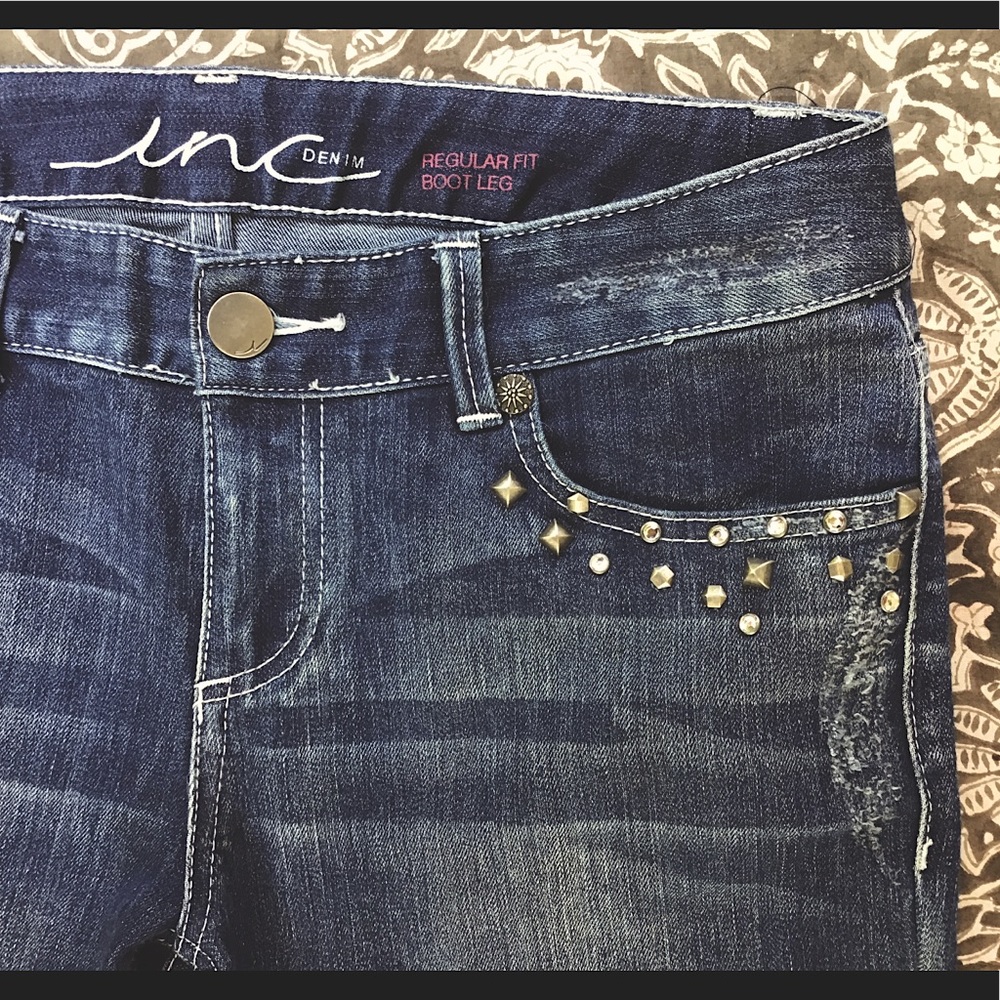 INC International Concepts studded Boot Leg Jeans